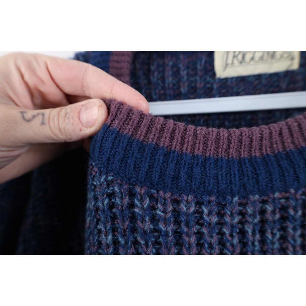 Vintage 90s Streetwear Mens Large Blank Chunky Ribbed Knit Crewneck Sweater - Picture 5 of 10
